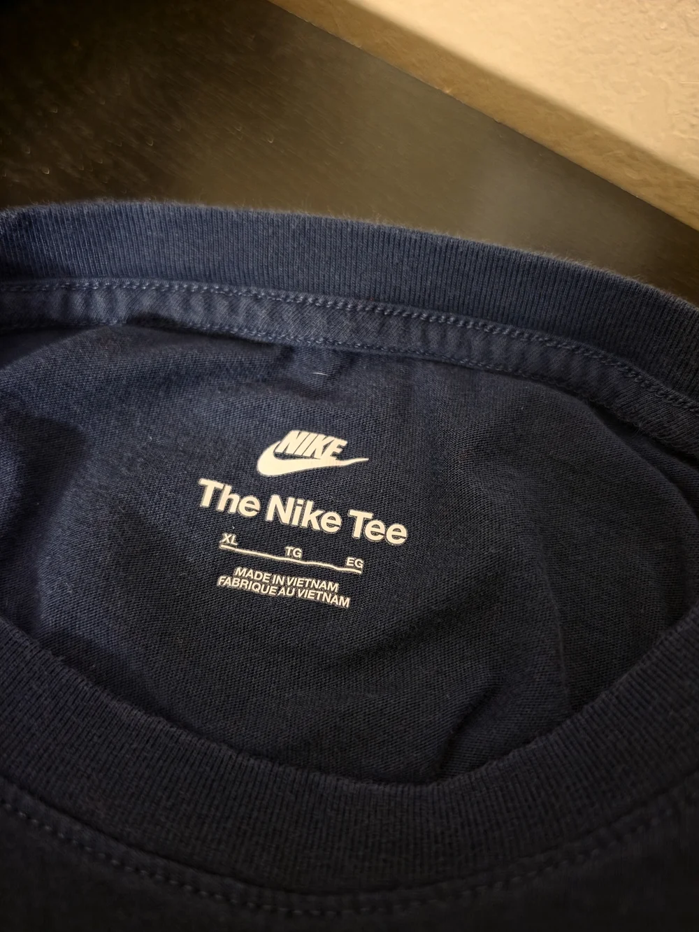 Nike Navy Short Sleeve Tee with Red Swoosh